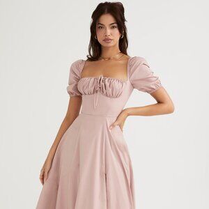 NEW House of CB Tallulah blush puff sleeve midi dress, L